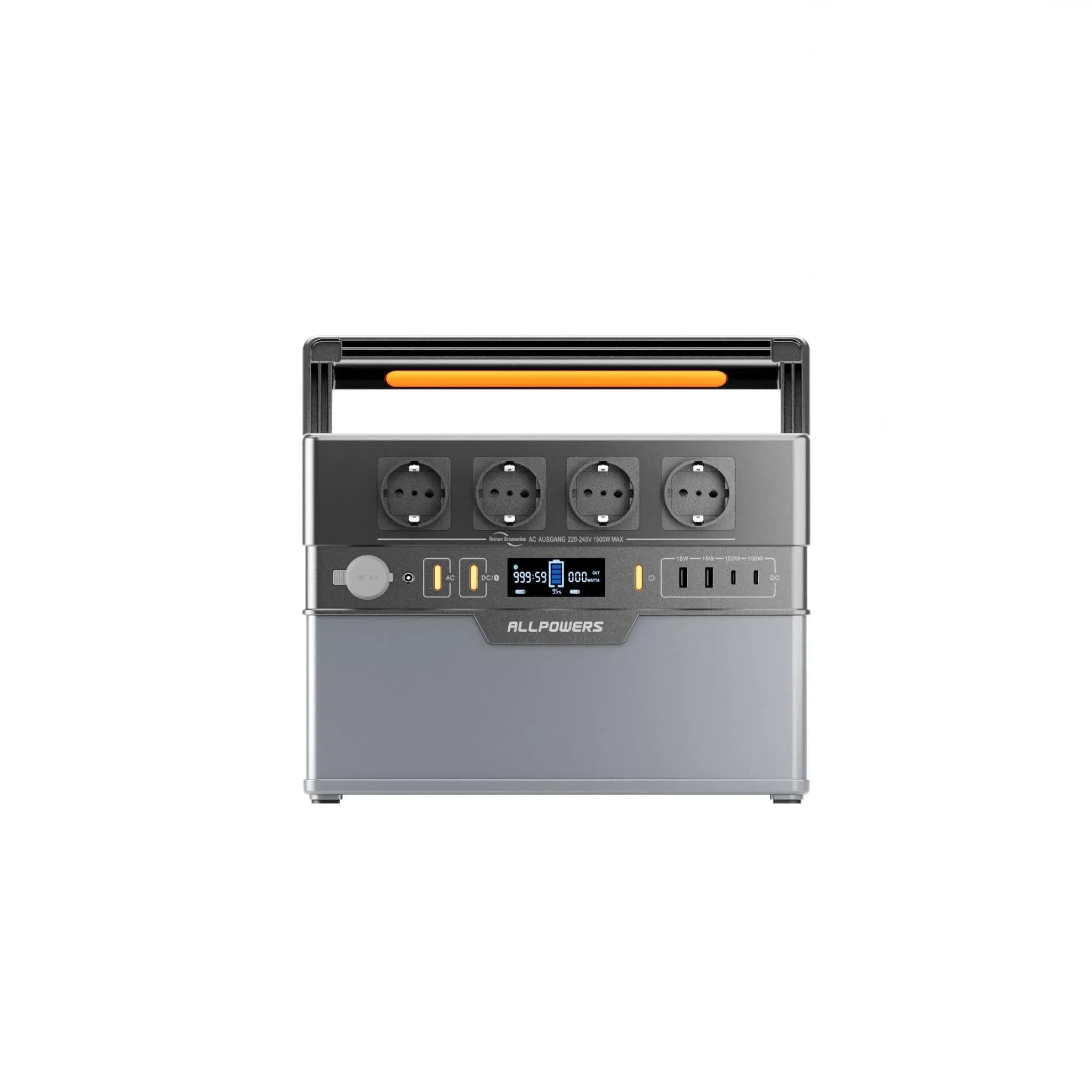ALLPOWERS S1500 Plus station électrique portable 1092Wh 1500W LiFePO4 vue de face