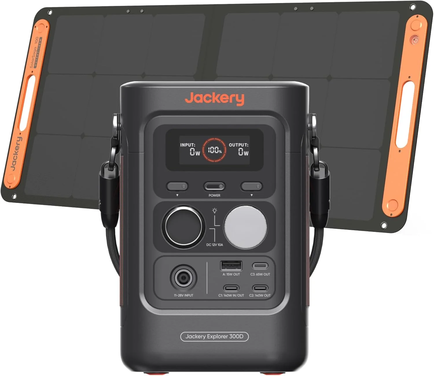 Jackery Explorer 300D station électrique portable 288 Wh DC 2,5 kg avec panneau solaire SolarSaga 100W