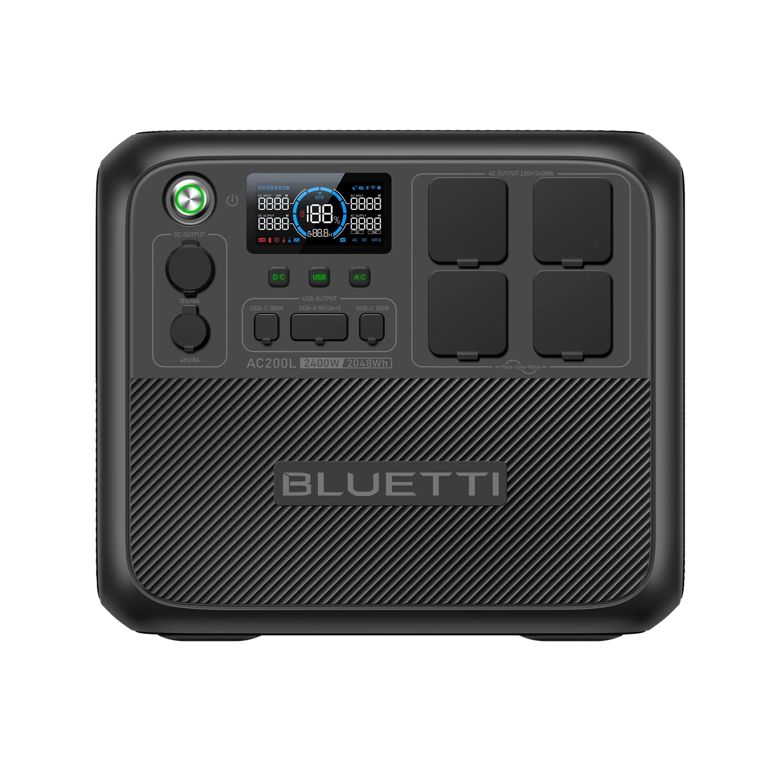 BLUETTI AC200L station électrique portable 2048 Wh 2400 W avec ports USB-C, USB-A, AC et DC