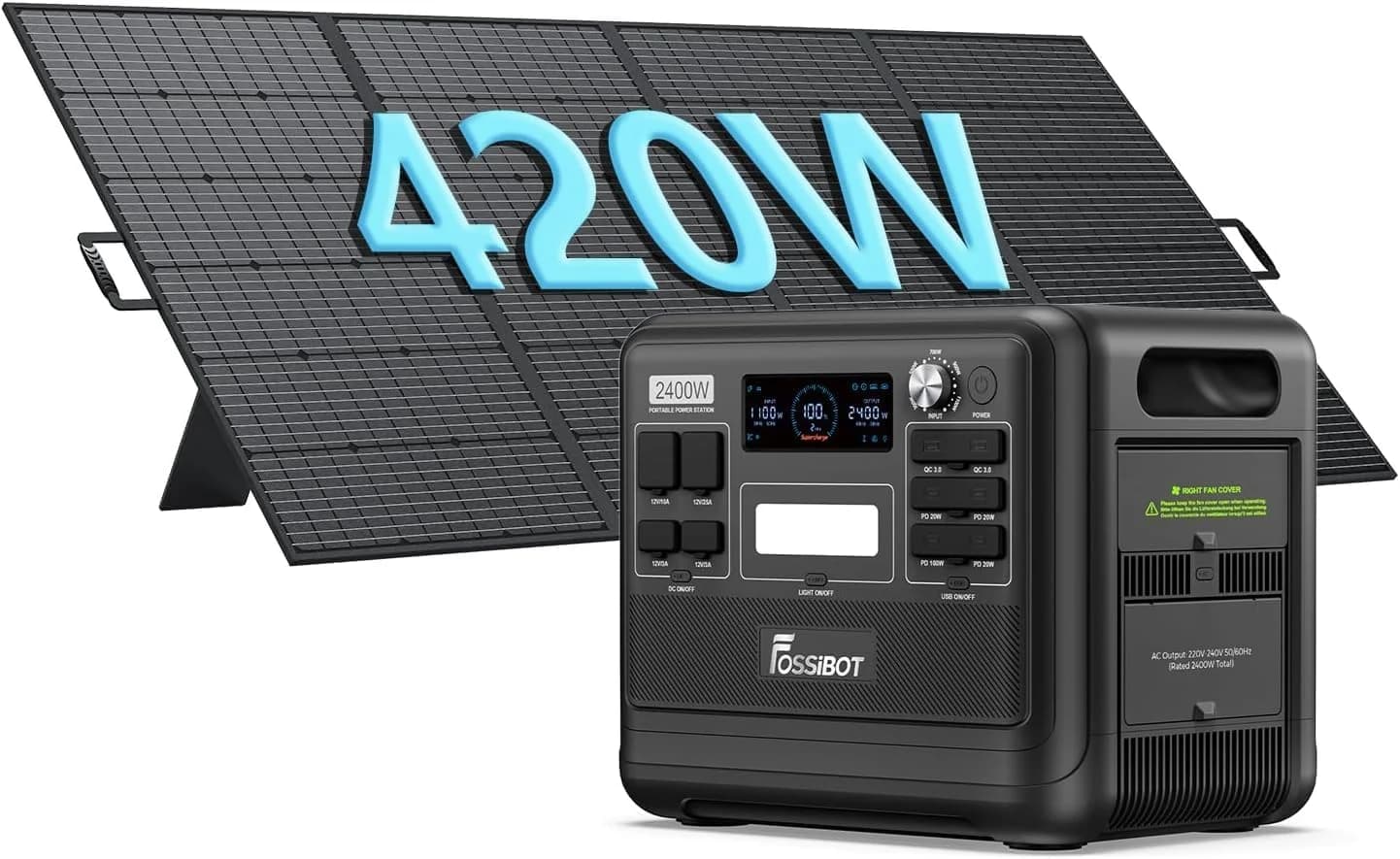 FOSSiBOT F2400 2048Wh – générateur solaire grande capacité avec panneau 420W