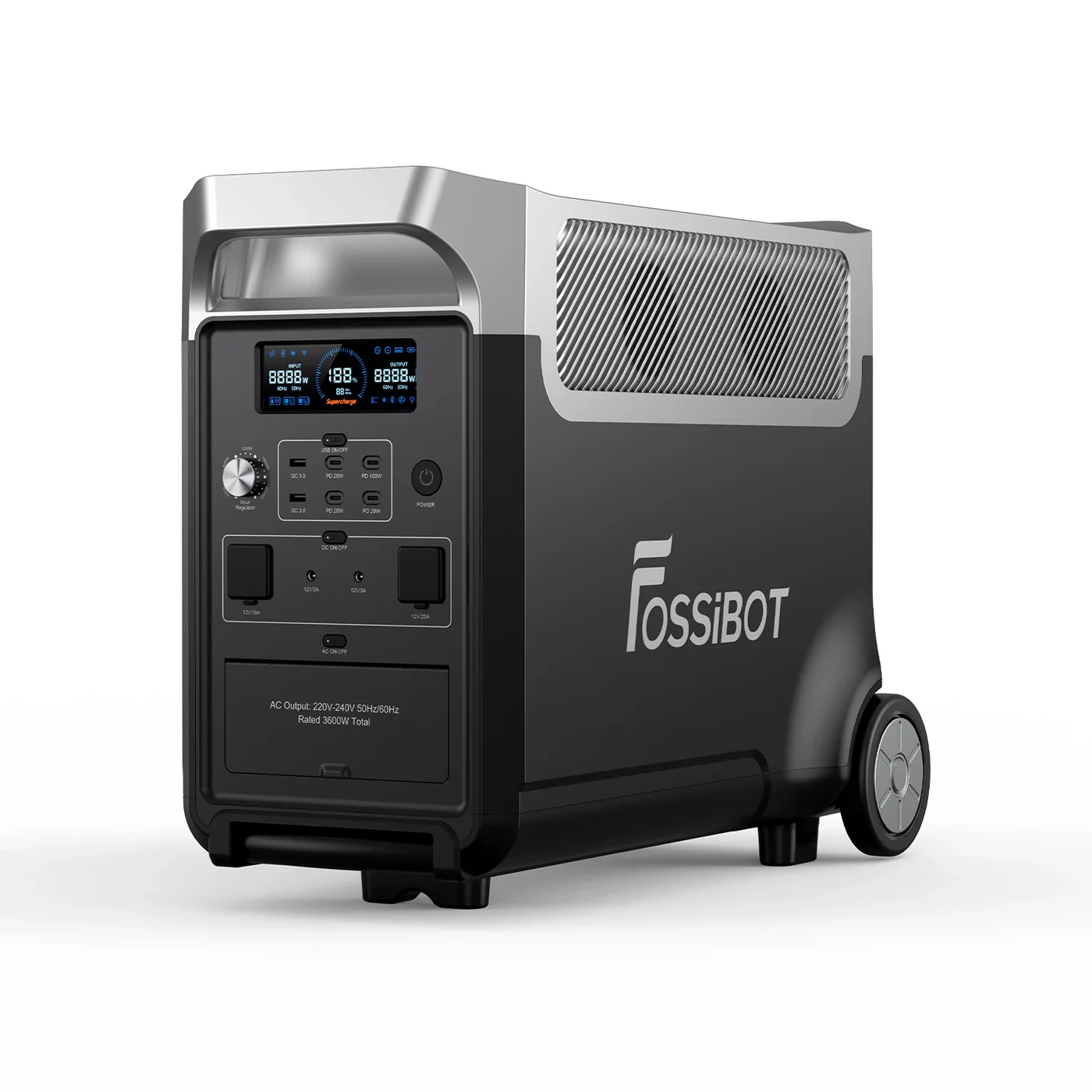 FOSSiBOT F3600 Pro 3840Wh – générateur solaire portable 3600W avec roulettes et panneau solaire 400W