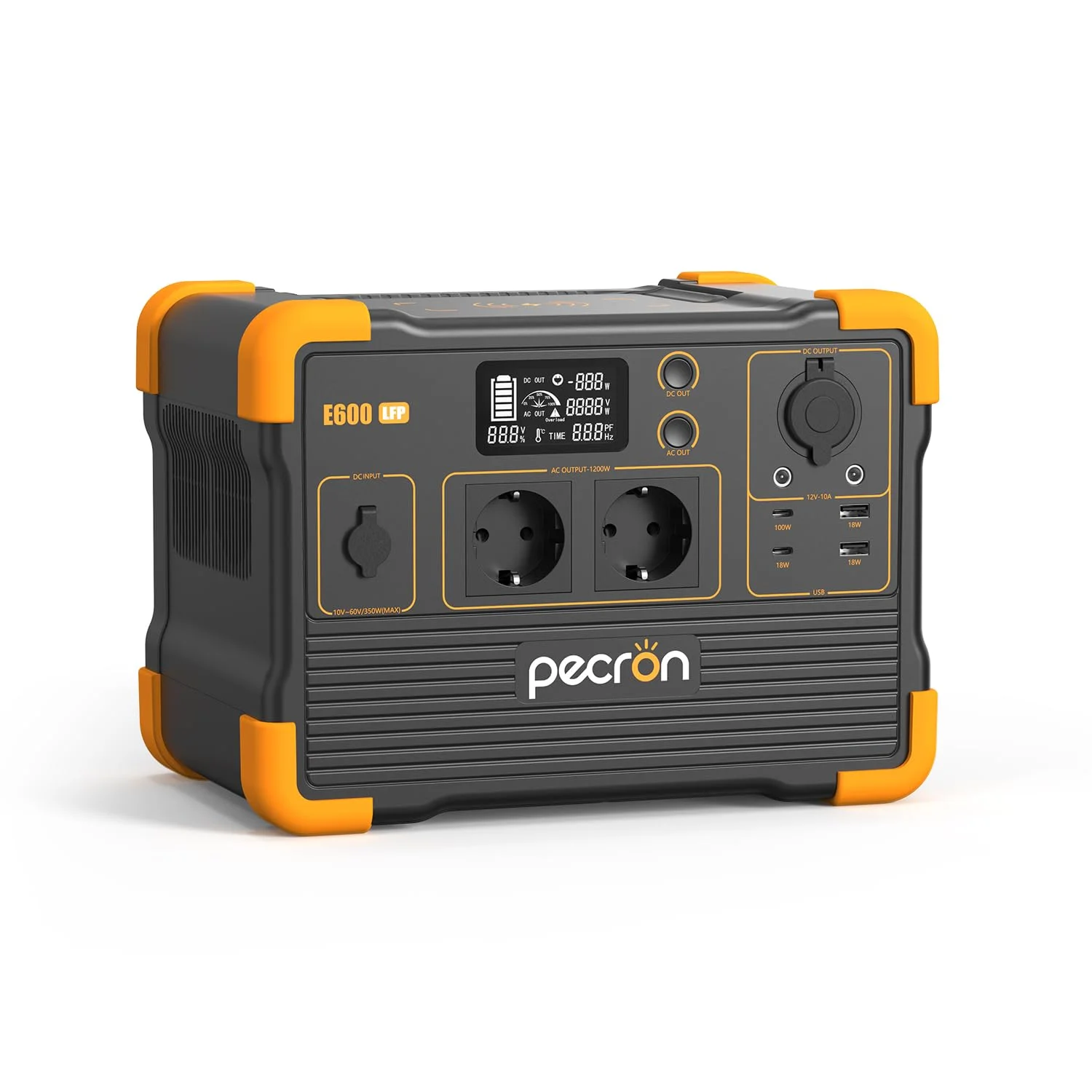 PECRON 1200 station électrique portable 614 Wh 1200W LFP chargeur sans fil Qi DC5525
