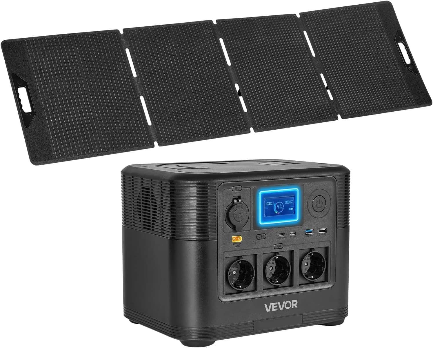 VEVOR M9 806Wh – station électrique portable 1200W LiFePO4 avec panneau solaire 200W