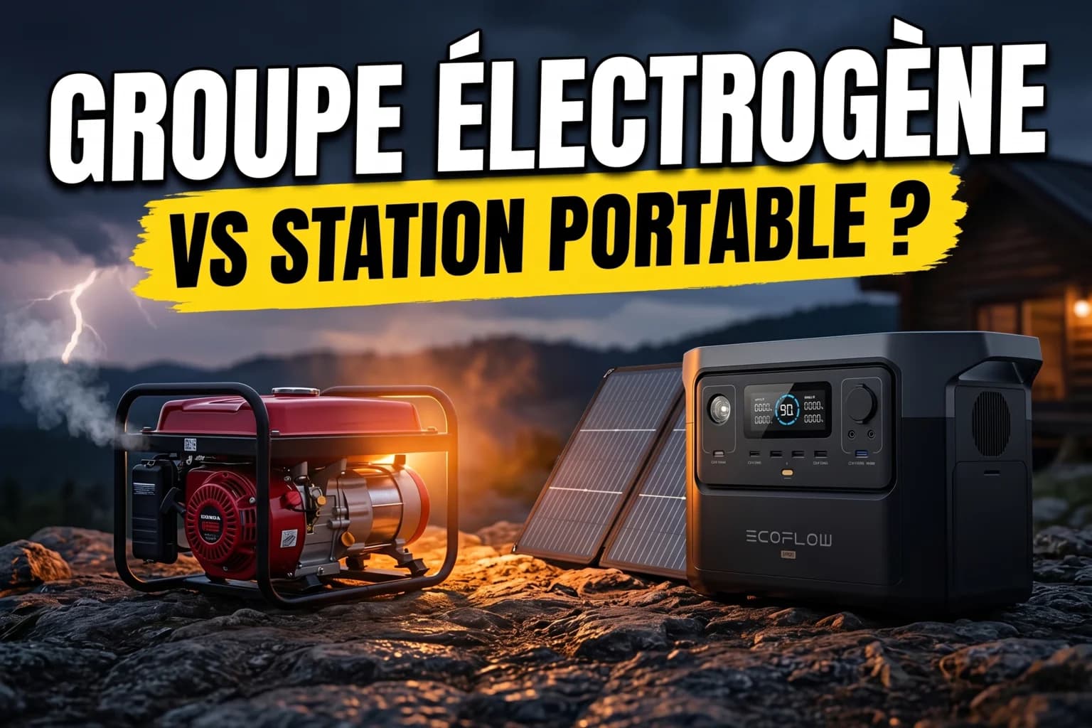 Comparatif entre un groupe électrogène thermique à essence et une station d'énergie portable rechargeable au solaire