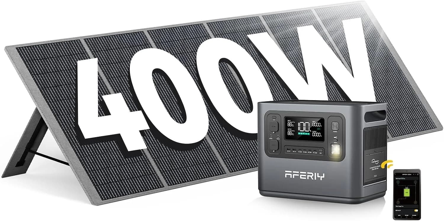 AFERIY P210 2048Wh – générateur solaire portable 2400W LiFePO4 sinusoïdale pure avec panneau solaire 400W et UPS intégré