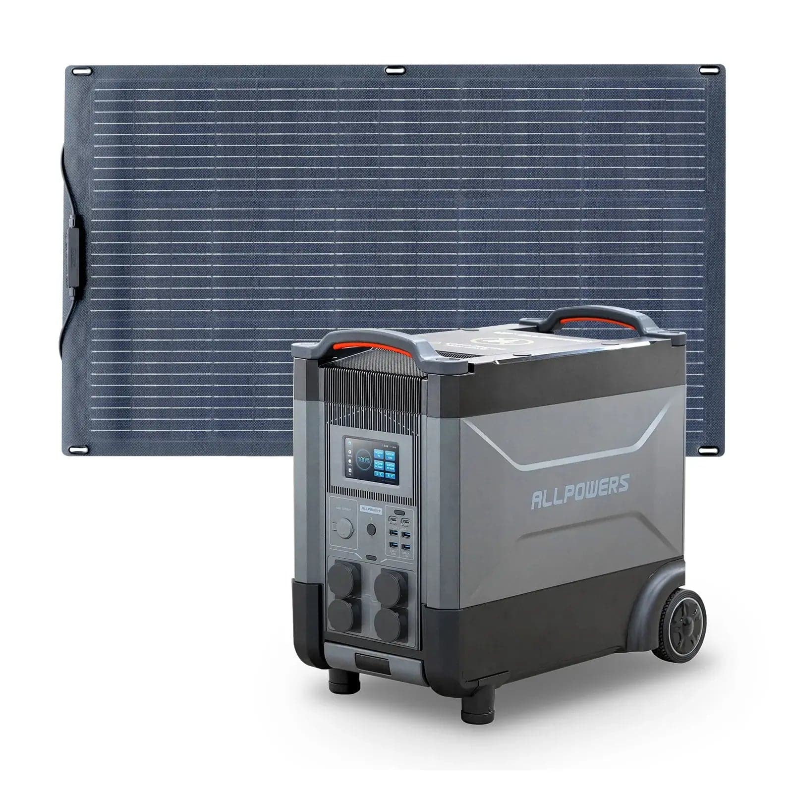 ALLPOWERS R4000 3456Wh – générateur solaire 4000W avec panneau solaire flexible SF100 100W posé à côté