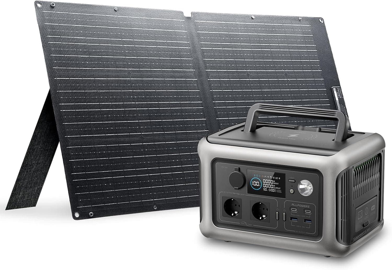 ALLPOWERS R600 299Wh – station électrique portable 600W avec panneau solaire pliable SE100 100W
