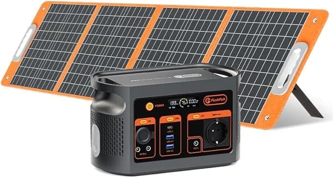 FlashFish E103 179Wh – station électrique portable LiFePO4 300W avec panneau solaire 100W ETFE, charge rapide 1h