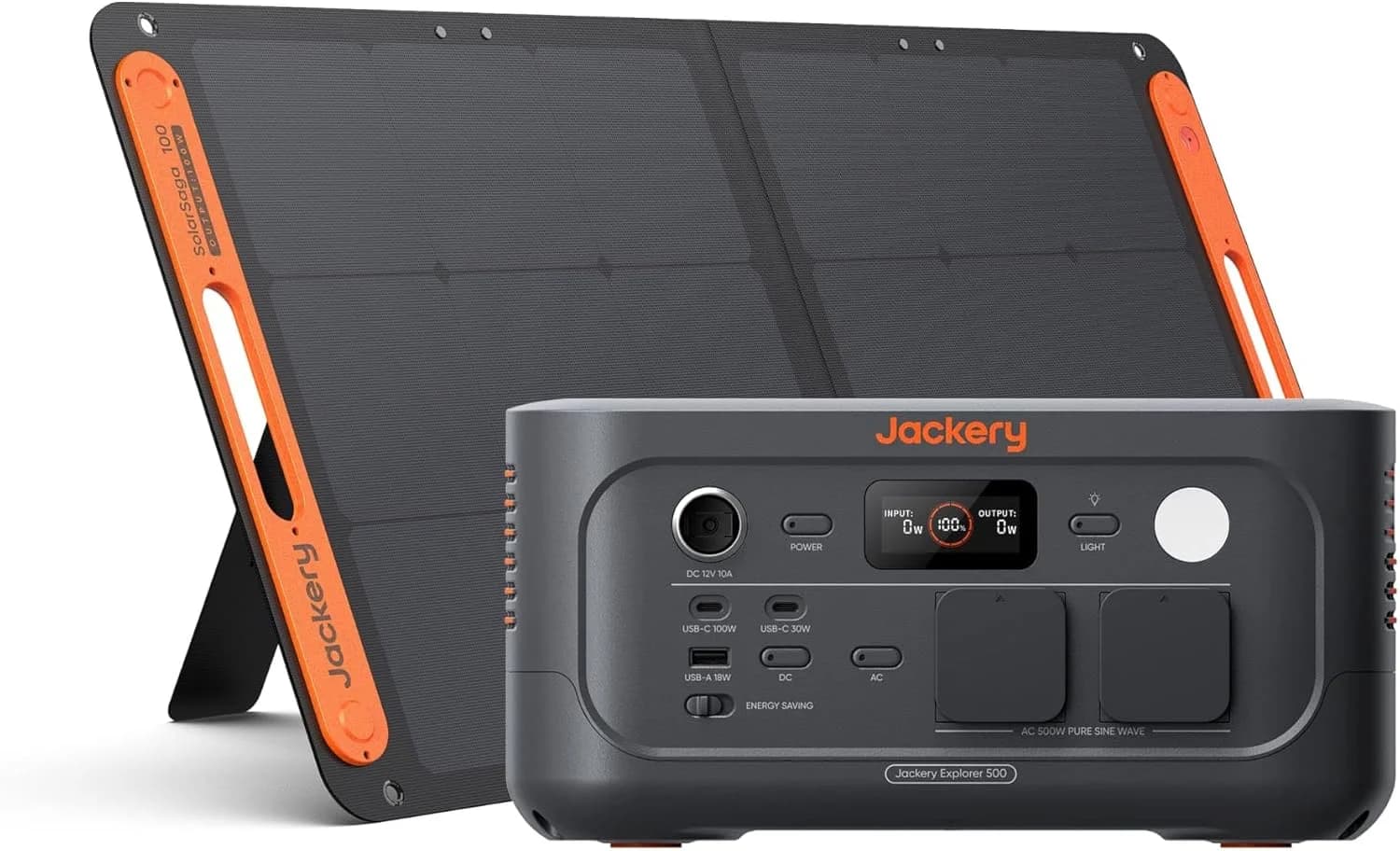 Jackery Explorer 500v2 512Wh – station électrique portable 500W avec panneau solaire SolarSaga 100W IP68