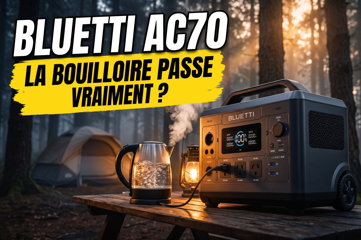 BLUETTI AC70 en camping, station électrique portable 768 Wh