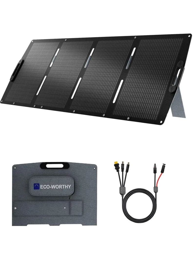 ECO-WORTHY panneau solaire portable pliable 200W monocristallin ETFE avec câble 3-en-1 XT60 DC8020 DC7909
