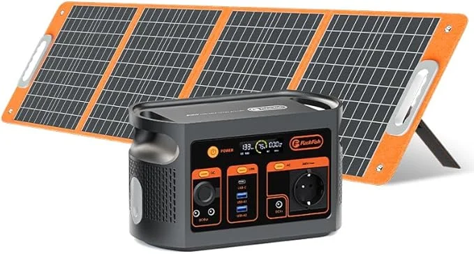 FlashFish E103 179Wh – station électrique portable LiFePO4 300W avec panneau solaire 100W ETFE, charge rapide 1h