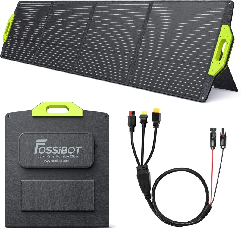 FOSSiBOT SP200 panneau solaire portable pliable 200W monocristallin ETFE IP67 avec câble MC4 et pieds réglables