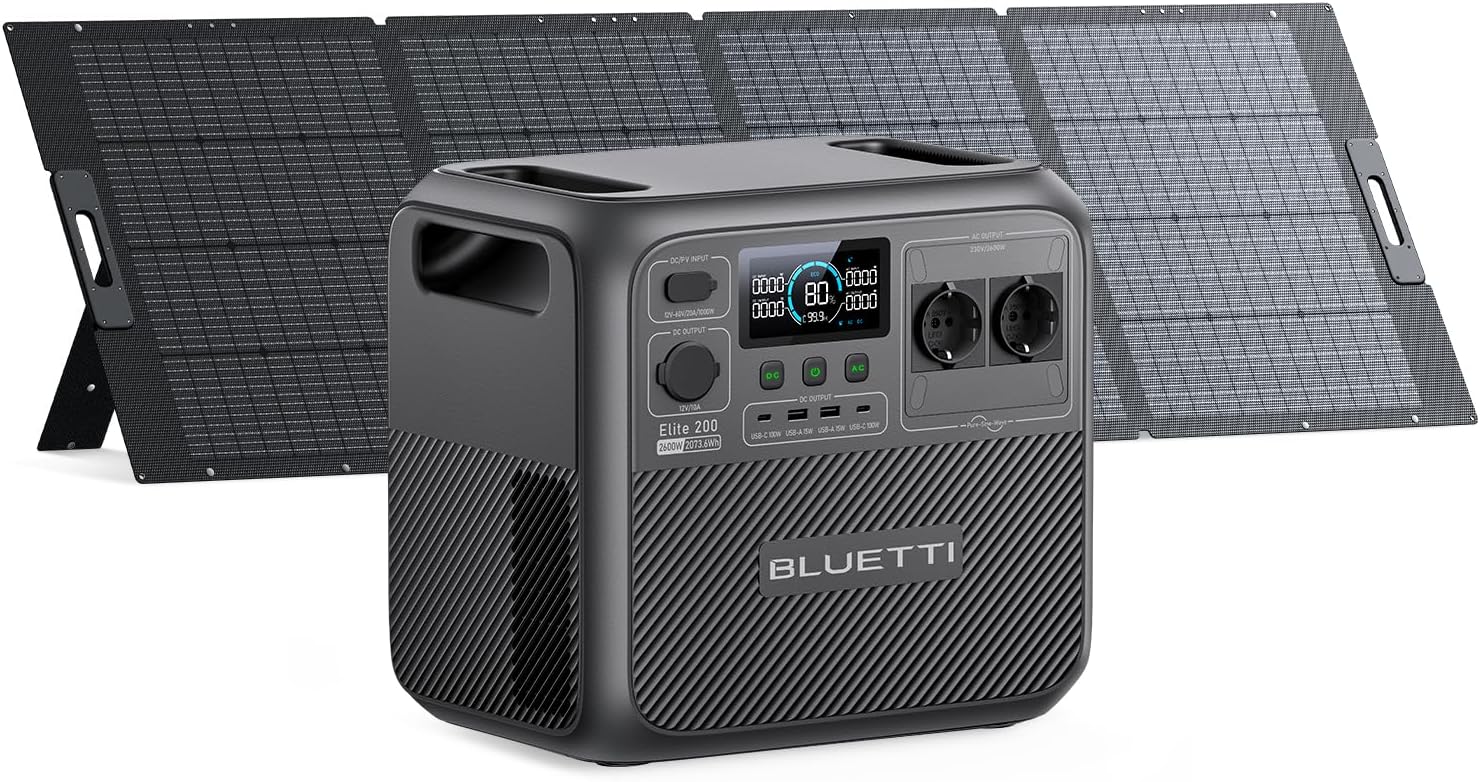 Générateur solaire professionnel BLUETTI Elite 200 V2 batterie LiFePO4 2073Wh puissance 2600W avec mode UPS pour backup maison